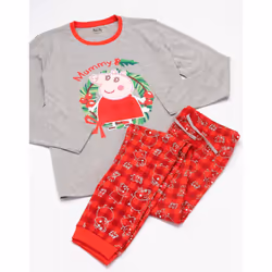 Peppa Pig Womens/Ladies Mummy Pig Christmas Pyjama Set - XL, Red/Grey