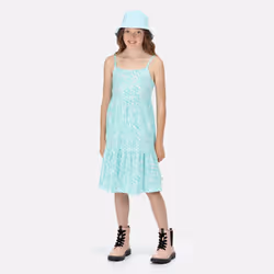 Regatta Childrens/Kids Crow Zebra Print Canvas Bucket Hat - 4-6 Years, Aruba Blue