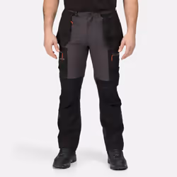 Regatta Mens Infiltrate Softshell Stretch Work Trousers - 46L, Iron/Black