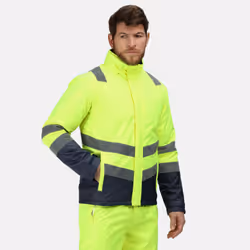 Regatta Mens High-Vis Insulated Jacket - M, Yellow/Navy