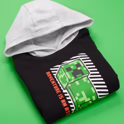 Minecraft Boys Creeper Hoodie - 5-6 Years, Black/Grey/Green