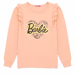 Barbie Girls Frill Top - 5-6 Years, Peach/Black/Gold