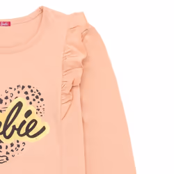 Barbie Girls Frill Top - 5-6 Years, Peach/Black/Gold