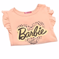 Barbie Girls Frill Top - 5-6 Years, Peach/Black/Gold