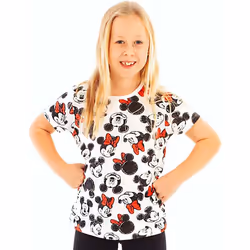 Disney Girls Mickey & Minnie Mouse All-Over Print T-Shirt - 7-8 Years, White/Black/Red