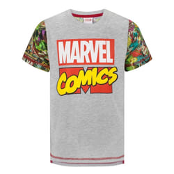 Marvel Comics Boys Printed T-Shirt - 11-12 Years, Heather Grey/Red/Green