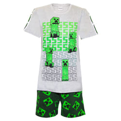 Minecraft Boys Short Pyjama Set - 9-10 Years, Heather Grey/Green/Black