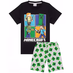 Minecraft Boys Short Pyjama Set - 8-9 Years, Black/Heather Grey/Green