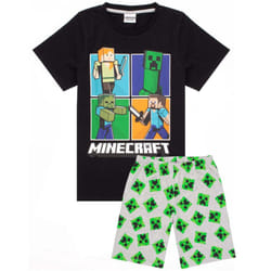 Minecraft Boys Short Pyjama Set - 8-9 Years, Black/Heather Grey/Green