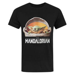 Star Wars: The Mandalorian Mens Baby Yoda T-Shirt - M, Black/White/Brown