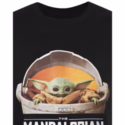 Star Wars: The Mandalorian Mens Baby Yoda T-Shirt - M, Black/White/Brown