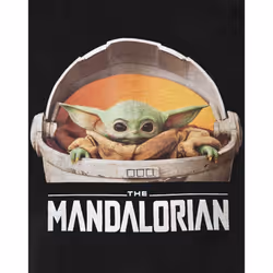 Star Wars: The Mandalorian Mens Baby Yoda T-Shirt - M, Black/White/Brown