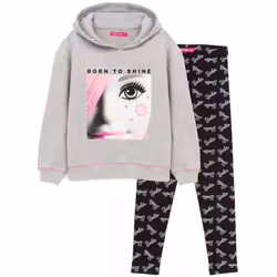 Barbie Girls Hoodie And Leggings Set - 3-4 Years, Grey/Black/White