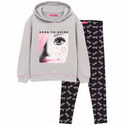 Barbie Girls Hoodie And Leggings Set - 7-8 Years, Grey/Black/White
