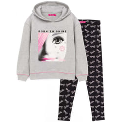 Barbie Girls Hoodie And Leggings Set - 7-8 Years, Grey/Black/White