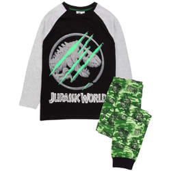 Jurassic World Boys Camo Long-Sleeved Pyjama Set - 10-11 Years, Black/Grey/Green