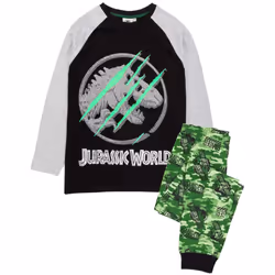 Jurassic World Boys Camo Long-Sleeved Pyjama Set - 8-9 Years, Black/Grey/Green