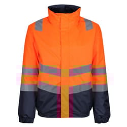 Regatta Mens Bomber Waterproof Hi-Vis Jacket - 3XL, Orange/Navy
