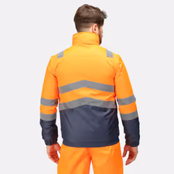 Regatta Mens Bomber Waterproof Hi-Vis Jacket - L, Orange/Navy