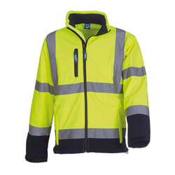 Yoko Mens Hi-Vis Sofshell Jacket - S, Hi-Vis Yellow/Navy