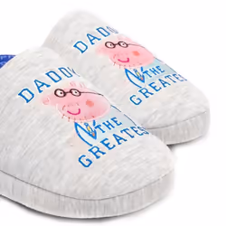 Peppa Pig Mens Daddy Slippers - 7 UK-8 UK, Grey/Blue/Pink