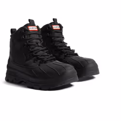 ) Hunter Explorer Duck Rubber Men's Black Boots - Black, 10 (Adults'