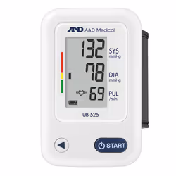 A&D Medical UB-525, Upper arm, Automatic, White, LCD, Buttons, AAA