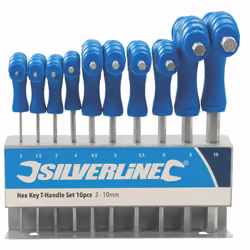 10 Piece 2-10mm Silverline Hex Key T-handle Set - Thandle 3237 Allen Metric - hex key set silverline thandle 10 323710 allen ...