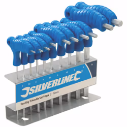 10 Piece 2-10mm Silverline Hex Key T-handle Set - Thandle 3237 Allen Metric -  hex key set silverline thandle 10 323710 allen metric 10pce stand