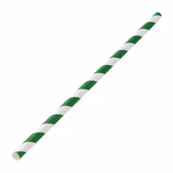Utopia Biodegradable Paper Straws Green Stripes (Pack of 250) - [DW197]