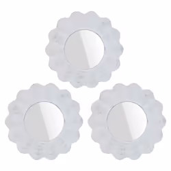 Set Of 3 Wall Mirrors Brushed White Hanging Circular Framed Home DÃ©cor Ornate
