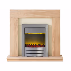 Adam Malmo Fireplace Suite in Oak with Colorado Electric Fire in Brushed Steel, 39 Inch