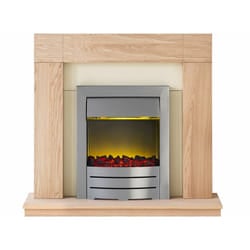 Adam Malmo Fireplace Suite in Oak with Colorado Electric Fire in Brushed Steel, 39 Inch