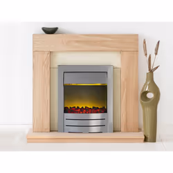 Adam Malmo Fireplace Suite in Oak with Colorado Electric Fire in Brushed Steel, 39 Inch