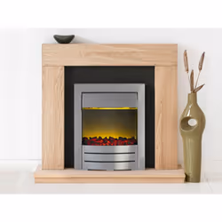 Adam Malmo Fireplace Suite in Oak with Colorado Electric Fire in Brushed Steel, 39 Inch