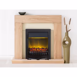 Adam Malmo Fireplace Suite in Oak with Blenheim Electric Fire in Black, 39 Inch