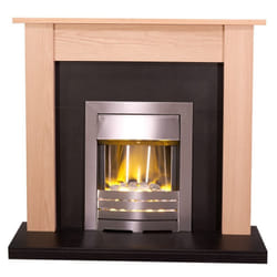 Adam Southwold Fireplace in Oak & Black with Helios Electric Fire in Brushed Steel, 43 Inch