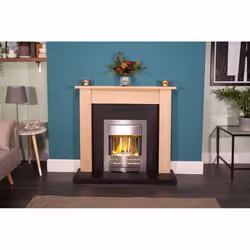 Adam Southwold Fireplace in Oak & Black with Helios Electric Fire in Brushed Steel, 43 Inch