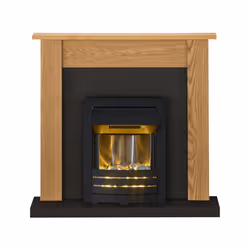 Adam Southwold Fireplace Suite in Oak and Black with Helios Electric F
