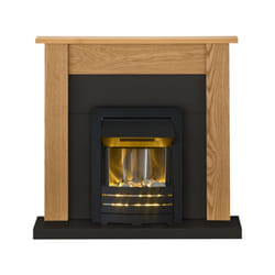 Adam Southwold Fireplace Suite in Oak and Black with Helios Electric F