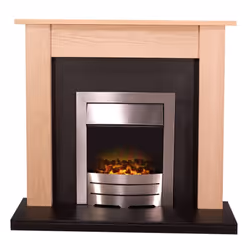 Adam Southwold Fireplace in Oak & Black with Colorado Electric Fire in Brushed Steel, 43 Inch
