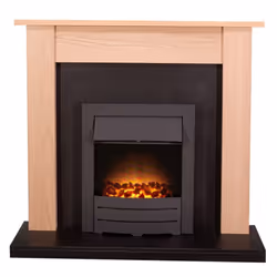 Adam Southwold Fireplace in Oak & Black with Colorado Electric Fire in Black, 43 Inch