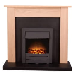 Adam Southwold Fireplace in Oak & Black with Colorado Electric Fire in Black, 43 Inch