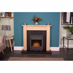 Adam Southwold Fireplace in Oak & Black with Colorado Electric Fire in Black, 43 Inch