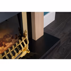 Adam Southwold Fireplace  in Oak & Black with Blenheim Electric Fire in Brass, 43 Inch