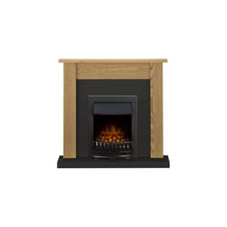 Adam Southwold Fireplace Suite in Oak and Black with Blenheim Electric Fire in Black, 43 Inches