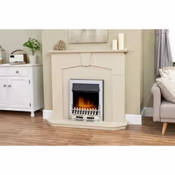 Adam Abbey Fireplace in Stone Effect with Blenheim Electric Fire in Chrome, 48 Inch