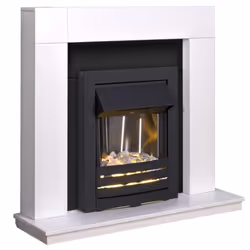 Adam Malmo in Pure White & Black/Pure White with Helios Electric Fire in Black, 39 Inch