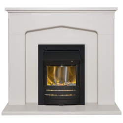 Adam Cotswold Fireplace Suite in Stone Effect with Helios Electric Fire in Black, 48 Inch