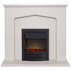 Adam Cotswold Fireplace Suite in Stone Effect with Colorado Electric Fire in Black, 48 Inch